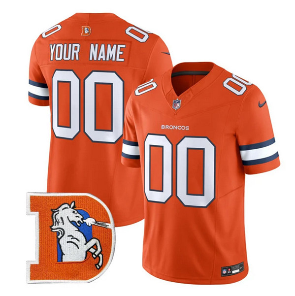 Men's Denver Broncos ACTIVE PLAYER Custom Orange 2024 F.U.S.E. V2 Throwback Vapor Limited Stitched Football Jersey Men's Denver Broncos ACTIVE PLAYER Custom Orange 2024 F.U.S.E. V2 Throwback Vapor Limited Stitched Football Jersey